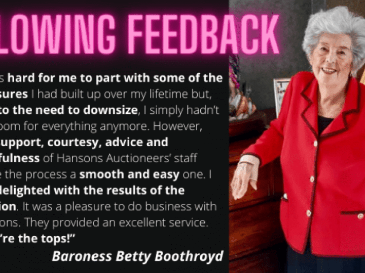 Baroness Betty Boothroyd thrilled by auction success – with one item selling for 48 times estimate!