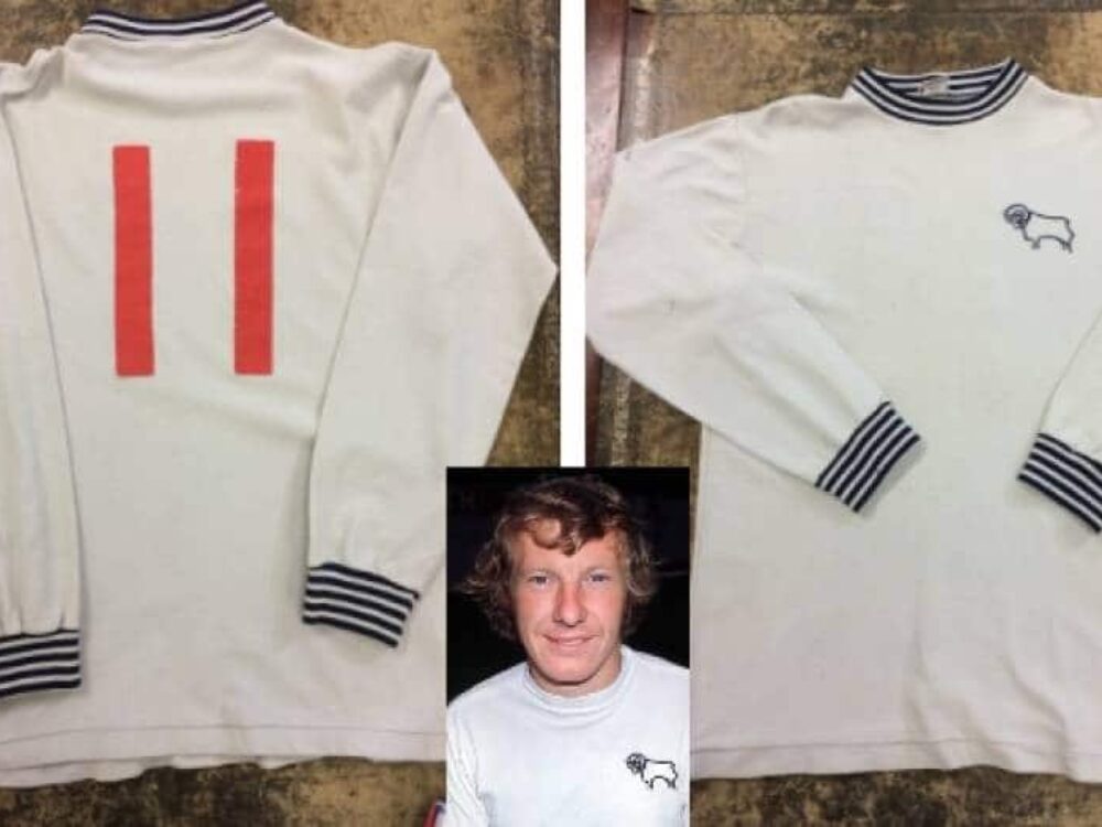 Derby County legend Alan Hinton’s shirt could fetch thousands at auction