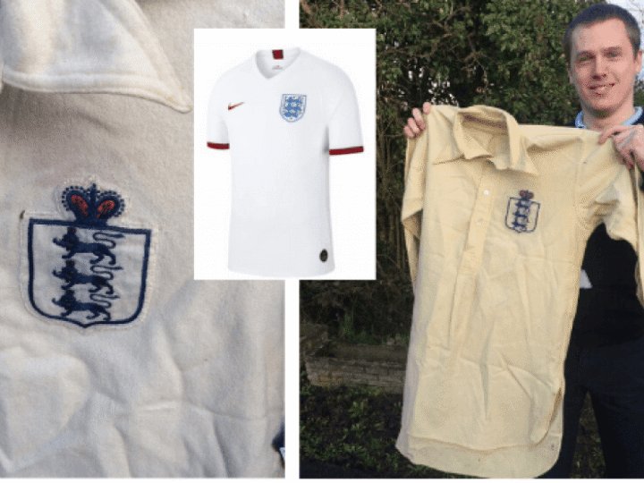 Century-old England football shirt saved from jumble sale set for auction