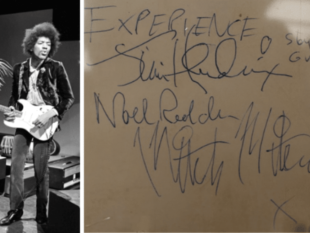 8 star autographs up for auction include Beatles – thanks to John Lennon’s carpenter – Bowie, Hendrix and Gallagher brothers
