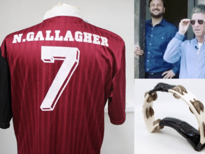 Noel Gallagher football shirt and Liam Gallagher tambourine could be auction smash hit
