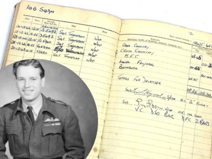 Signature of legendary WW2 pilot Guy Gibson found in Air Gunner’s Flying Log Book