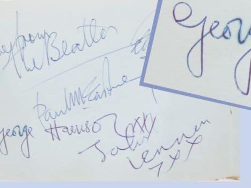 Beatles autographs – with John Lennon’s greasy fish-and-chips finger smudge – could sell for thousands