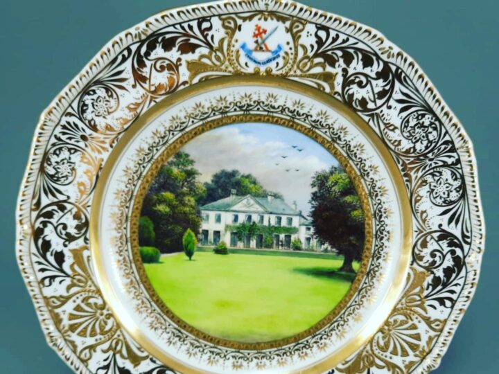 Painting of long-lost Derbyshire mansion discovered on century-old plate