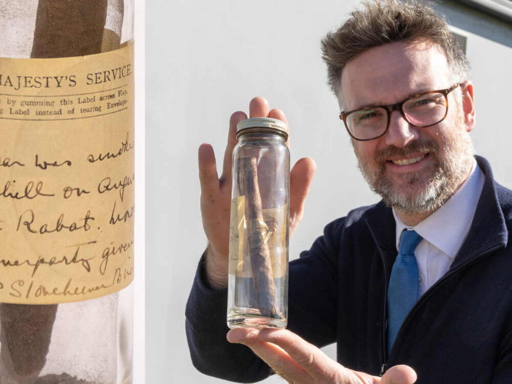 Cigar smoked by Churchill during WW2 discovered in glass jar