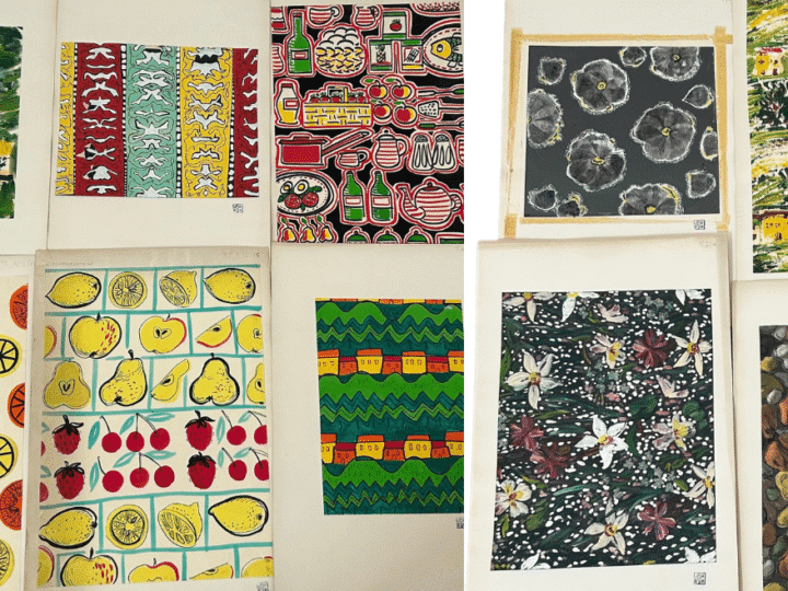Fabulous 50s textile &#8216;art&#8217; airing Frank Designs&#8217; flair found in attic