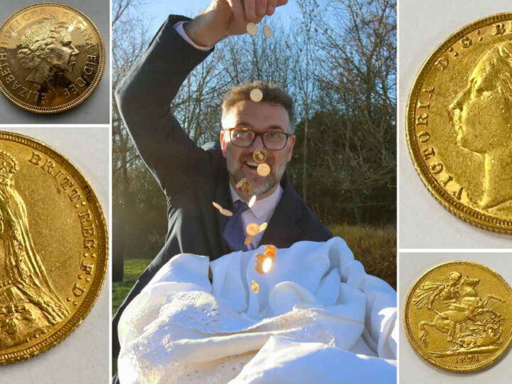 Secret stash of HUNDREDS of gold coins &#8211; found in linen and SOCK &#8211; achieves £118,000 at auction