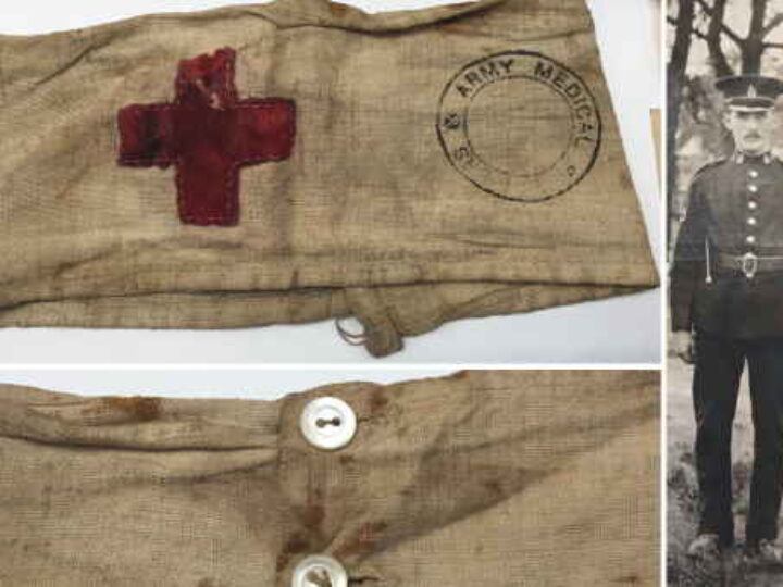 Discovery of WW1 stretcher-bearer’s bloodstained armband  is ‘grisly reminder’ of conflict