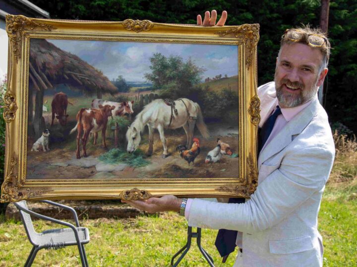 Farm scene by famous Victorian artist Walter Hunt uncovered in Stoke home