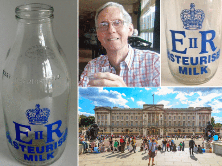 Royal milk bottle gifted to Buckingham Palace carpet fitter set for auction