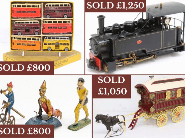 Marmite buses, stylish locos, Dr Who and Action Man among top toy lots