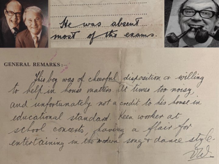 Eric Morecambe kept stinging school reports blasting ‘noisy pupil fond of wasting time’