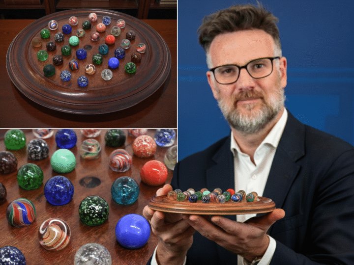 A remarkable collection of 33 marbles could make £5,000 at auction in Derby this week <jan27>, writes Charles Hanson – amounting to an eye-popping £150 per marble</jan27>