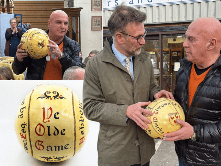 Epic auction battle for a rare Ashbourne Royal Shrovetide football results in a Down’ard victory