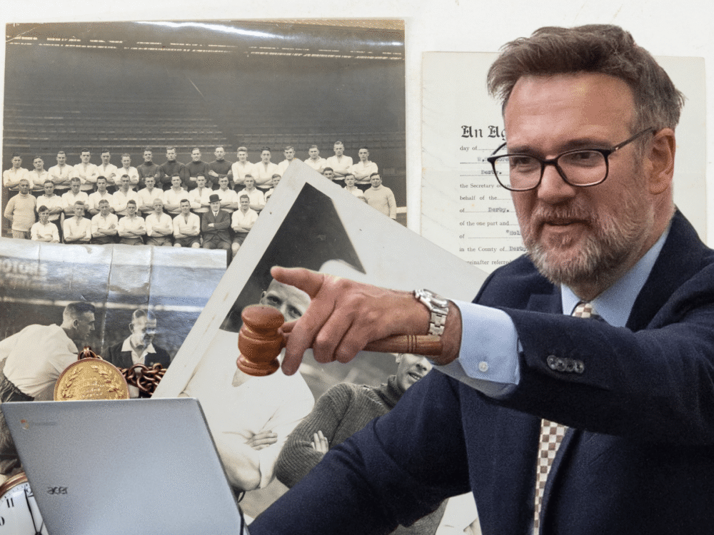 An archive of sporting memorabilia belonging to one of the early greats of Derby County FC goes under the hammer next month, writes Charles Hanson