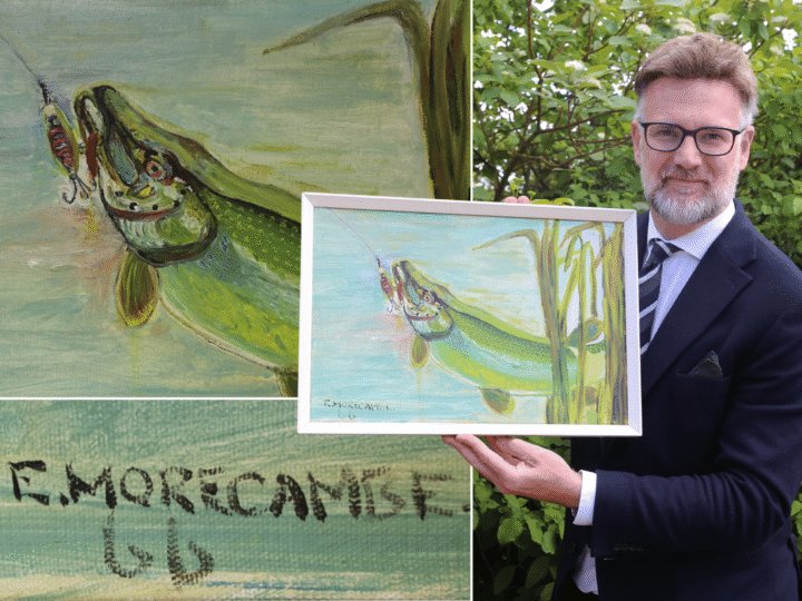 A rare portrait of a pike by “Uncle” Eric Morecambe comes to light after 60 years