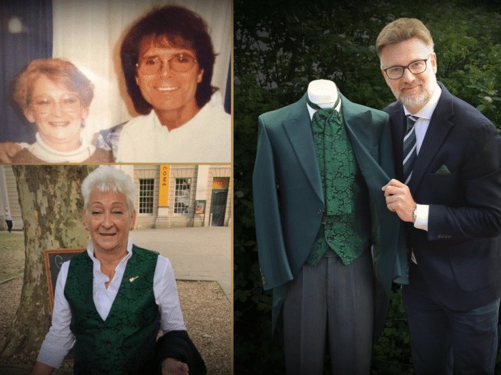 The suit Sir Cliff wore at his knighthood comes out of the shadows