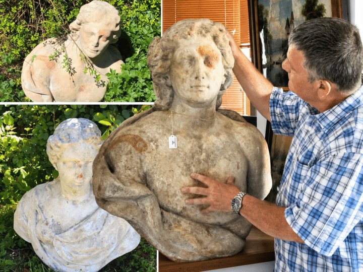 Bust-ed! ‘Concrete’ ornaments found in a Kent garden sell for thousands after they turn out to be rare marble statues
